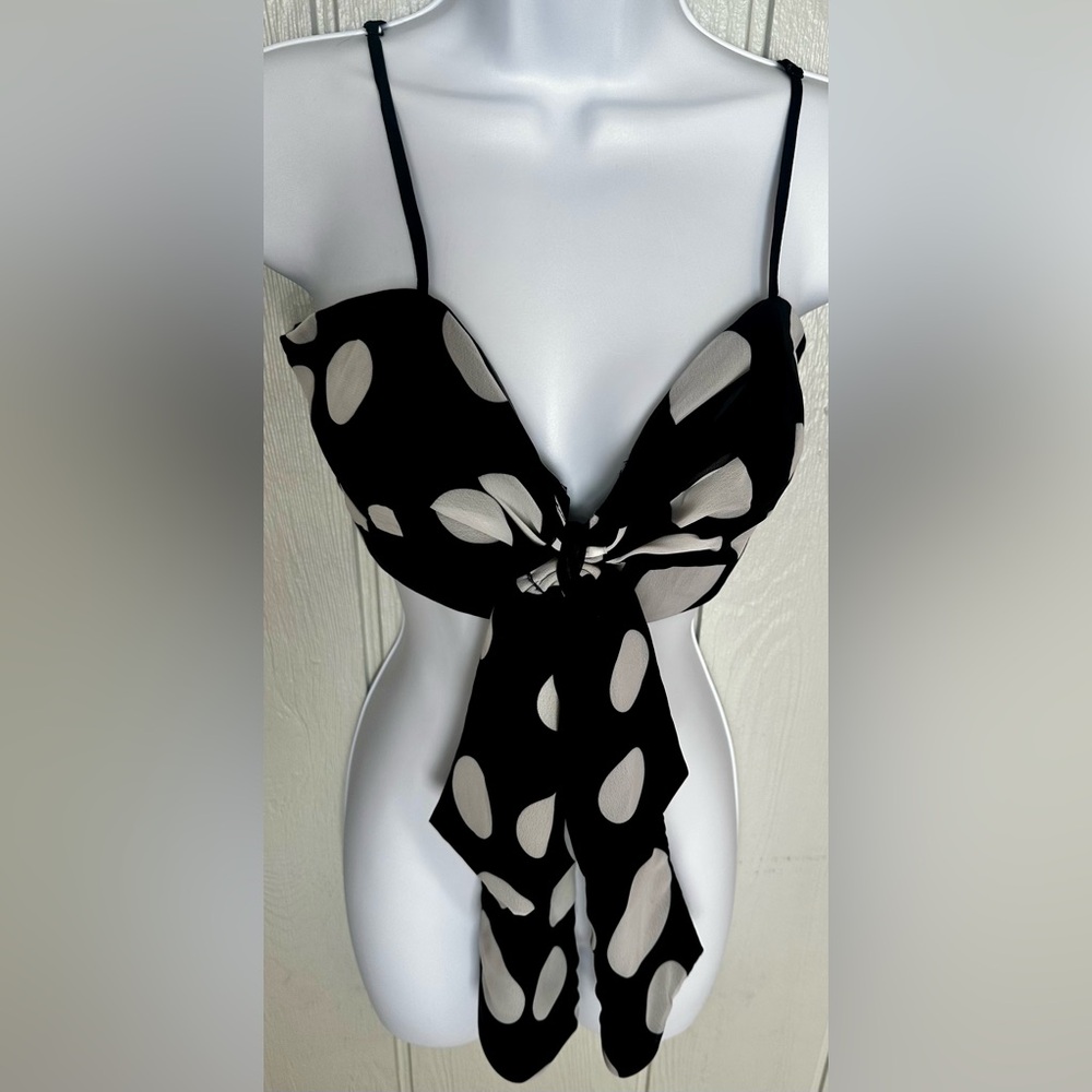 Milly Black & White Polka Dot Crop Top